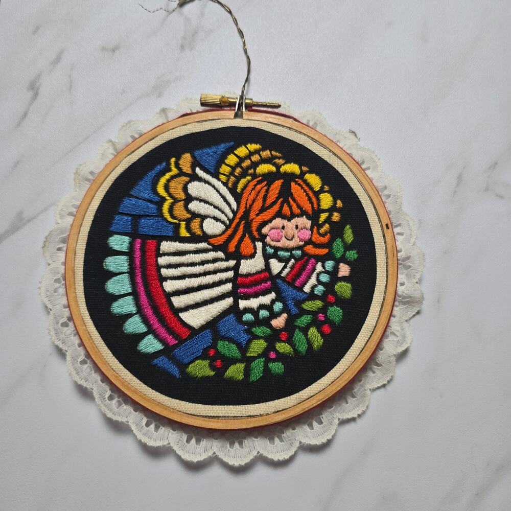Vintage Cross stitch Christmas angel hand embroidery design